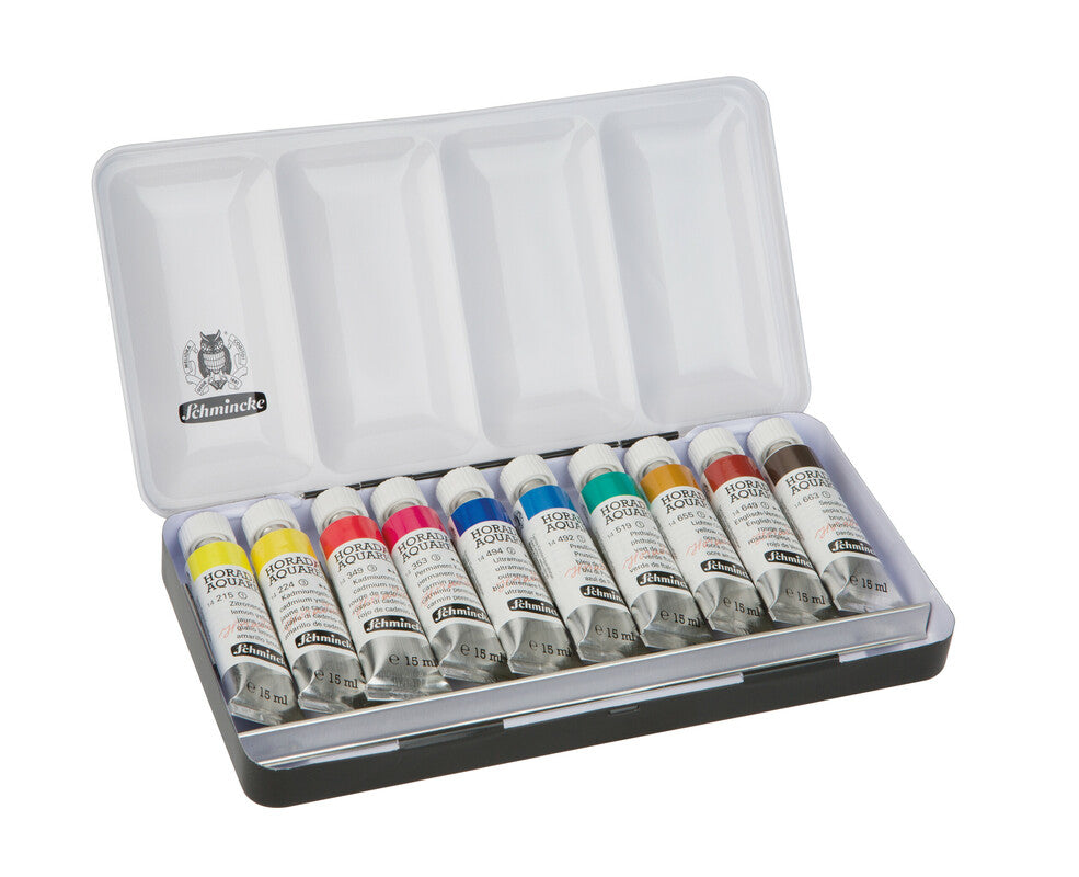 Schmincke HORADAM akvarellfesték készlet fémdobozban 10 x 15 ml
