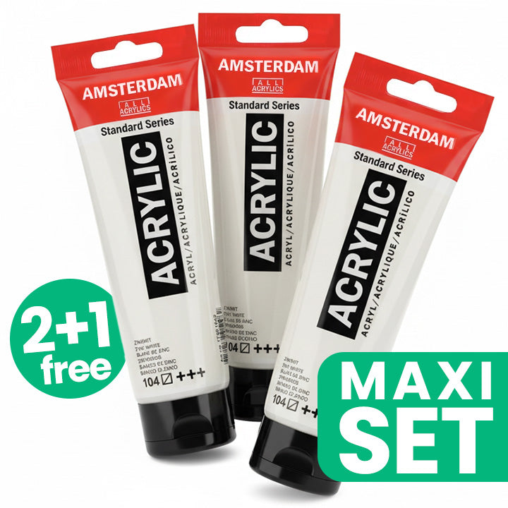 3 darabos akrilfesték készlet Amsterdam - 2 + 1 ingyen | Titanium White (1)