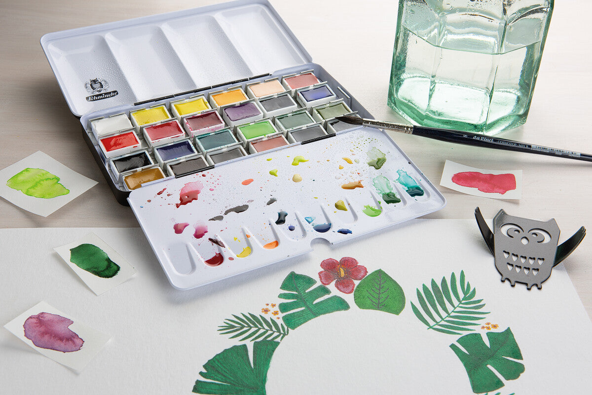 Schmincke AKADEMIE Aquarell üres fém akvarelldoboz, 24 x egész szilke