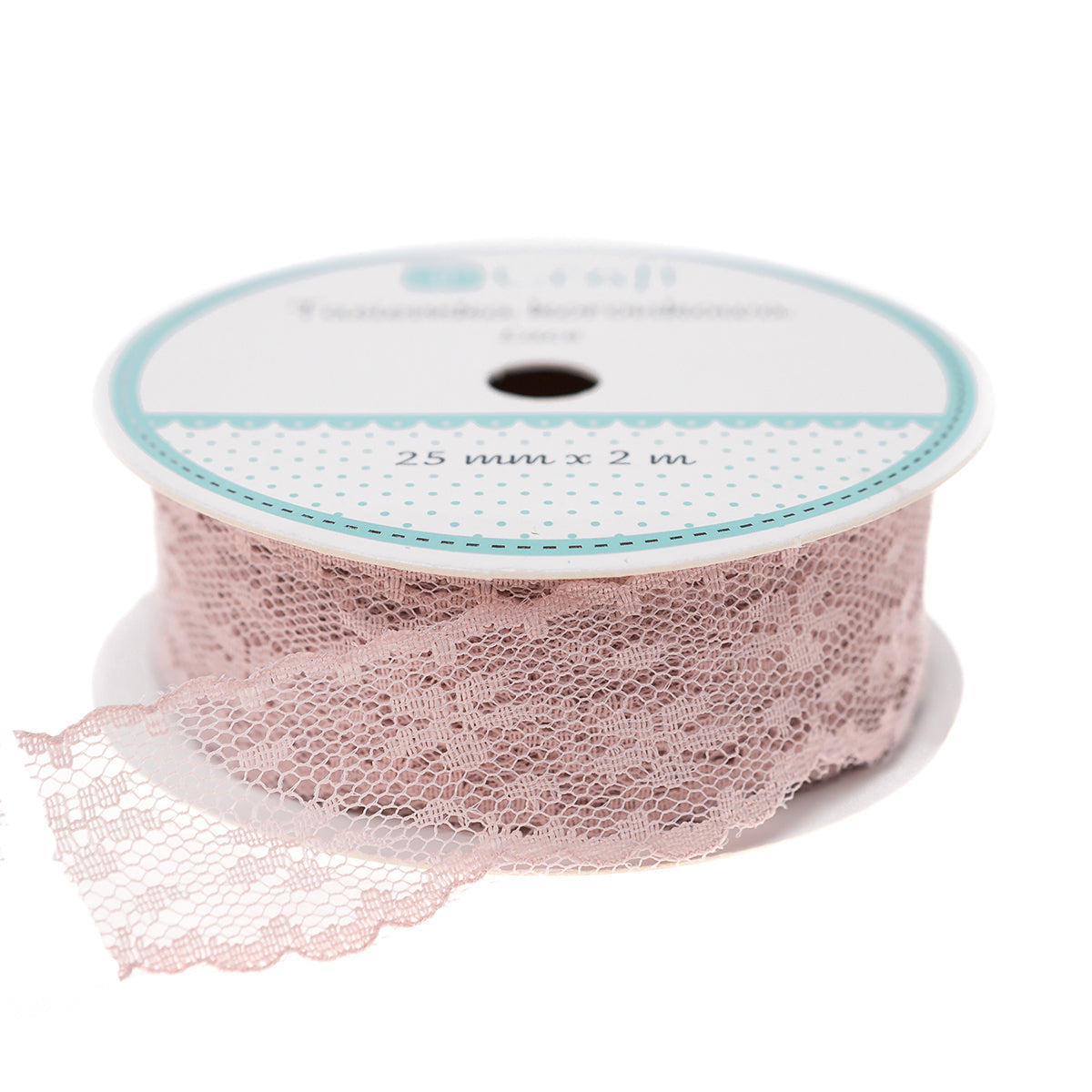 Csipkés szalag 25 mm x 2 m – púder rózsa