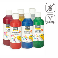 Creall Glitter csillámos festékkészlet – 6 × 250 ml, vegyes színek