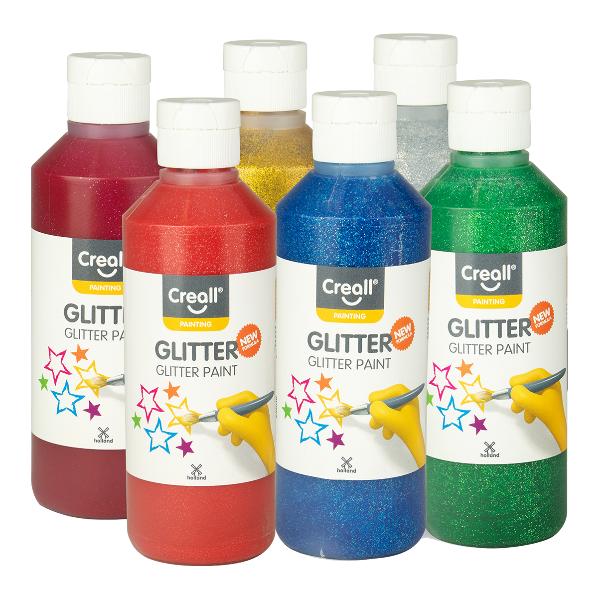 Creall Glitter csillámos festékkészlet – 6 × 250 ml, vegyes színek