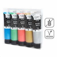 Creall Studio acrylics akrilfesték készlet, 5 × 120 ml, mix – metál ×