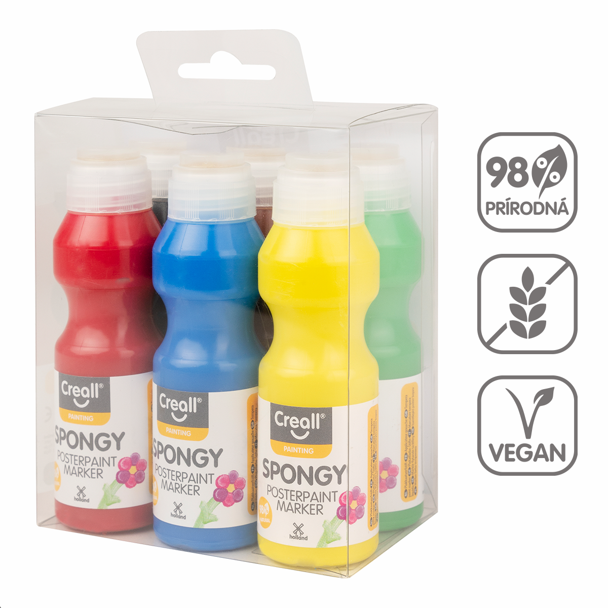 Creall Spongy temperafesték készlet szivacsos fejjel – 6 × 70 ml