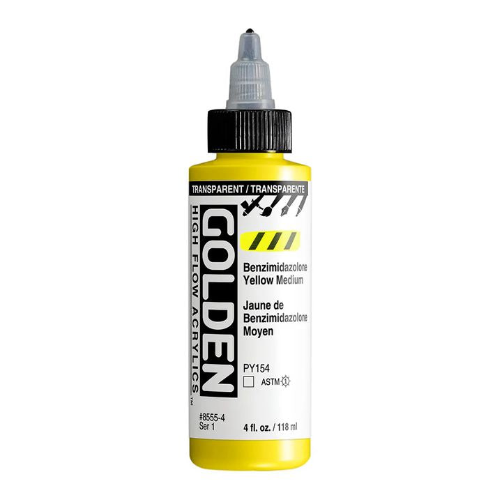 GOLDEN High Flow akril festék 118 ml – 8555 Átlátszó benzimidazolon sárga közepes