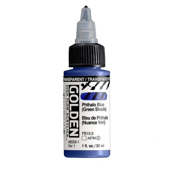 GOLDEN High Flow akril festék 30 ml – 8559 Átlátszó Ftalok. Kék (zöld árnyalat)