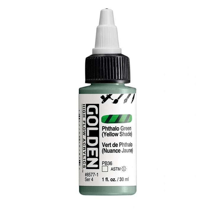 GOLDEN High Flow akril festék 30 ml – 8577 Ftalocianin zöld (sárga árnyalat)