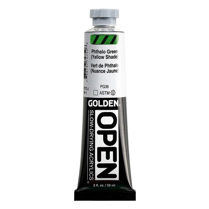 GOLDEN OPEN lassan száradó akrilfesték 59 ml – 7275 Ftalocianin zöld (sárga árnyalat)