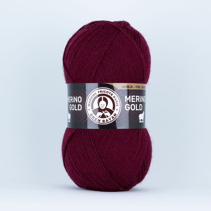 Madame Tricote Paris Merino Gold 100 g kötőfonal – bordó
