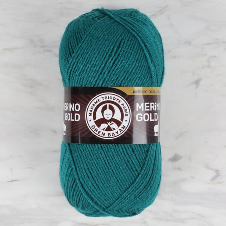Madame Tricote Paris Merino Gold 100 g kötőfonal – petróleum zöld