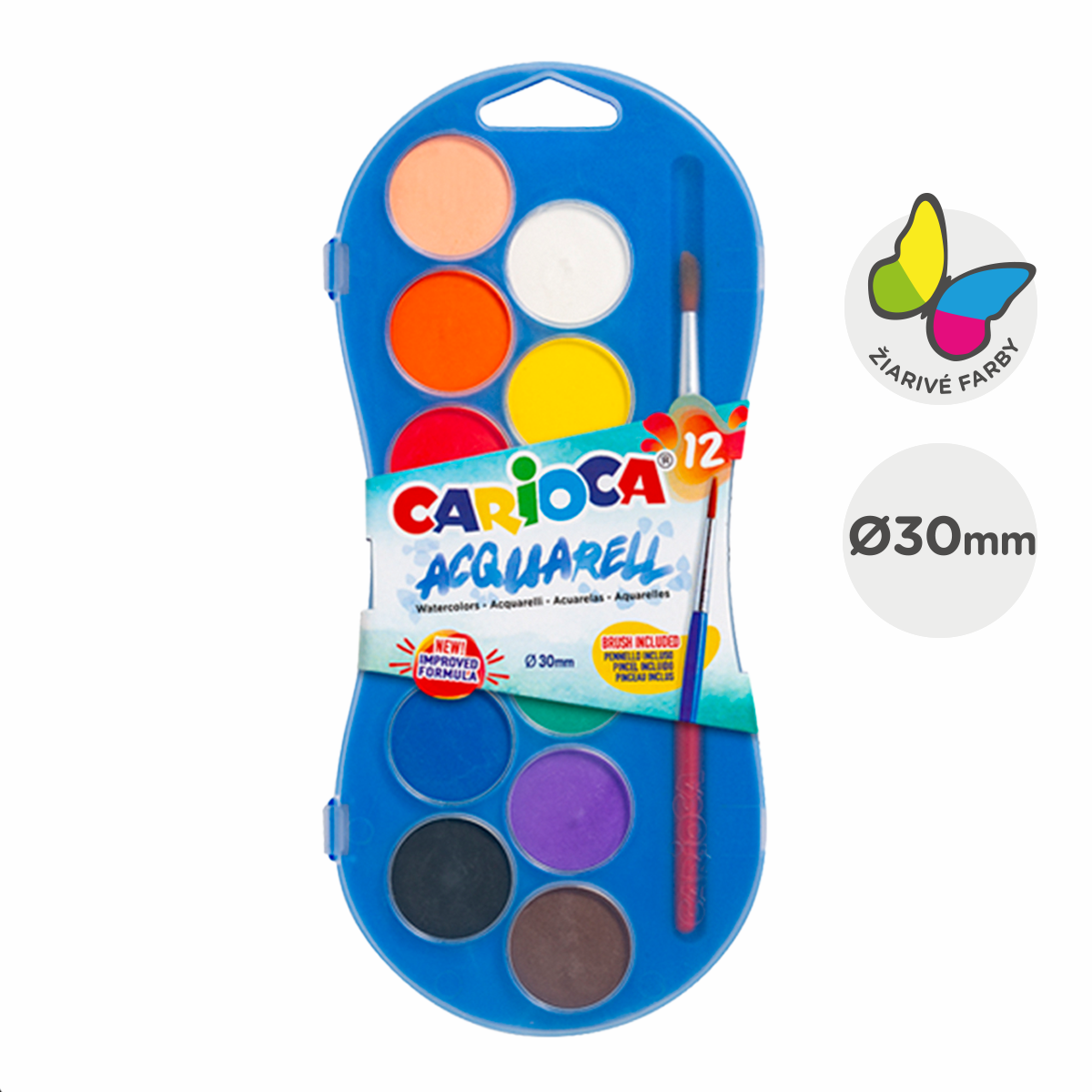 Carioca vízfesték készlet – 12 szín ecsettel