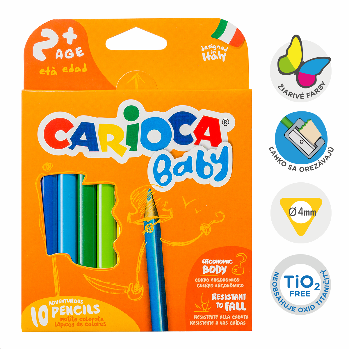 Háromszögletű színes ceruzák Carioca Baby 2+, 10 db