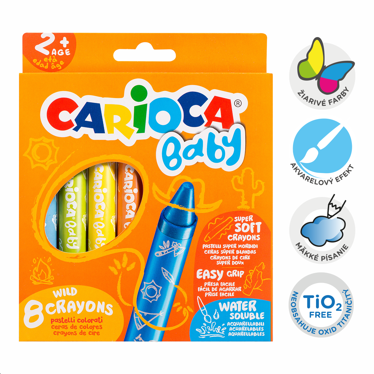 Carioca Baby Wild zsírkréta 2+, 8 db