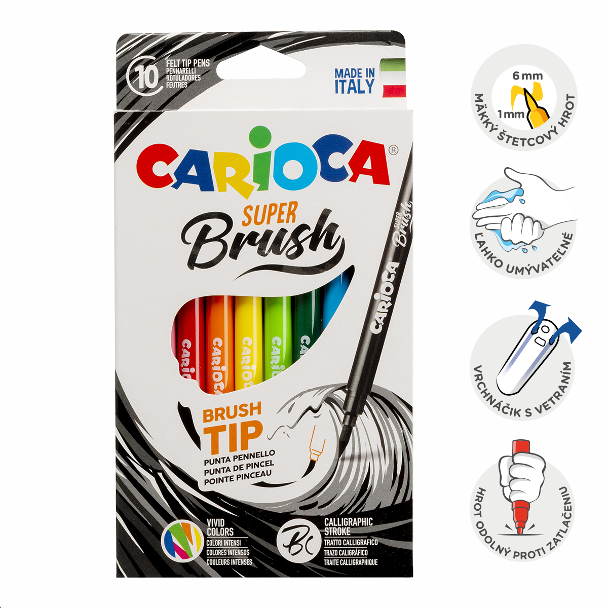 Carioca Brush ecsetfilc készlet, 10 db, vegyes színek