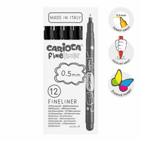 Carioca Fineliner tűfilc készlet 0,5 mm – 12 db – fekete