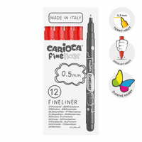 Carioca Fineliner tűfilc készlet 0,5 mm – 12 db – piros