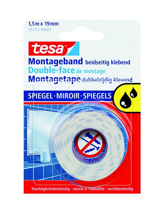 tesa kétoldalas tükörragasztó habszalag, fehér, 19 mm