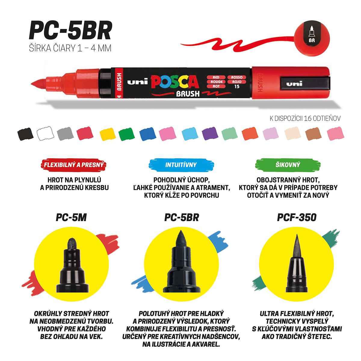 Posca akrilfilc PC-5BR, 1 - 4 mm, fehér