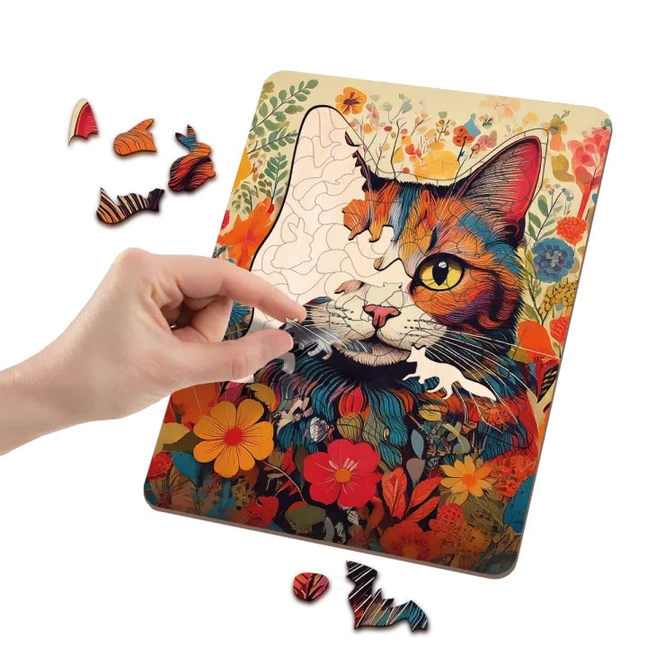 Fa puzzle Macska egyedi formákkal 130 db
