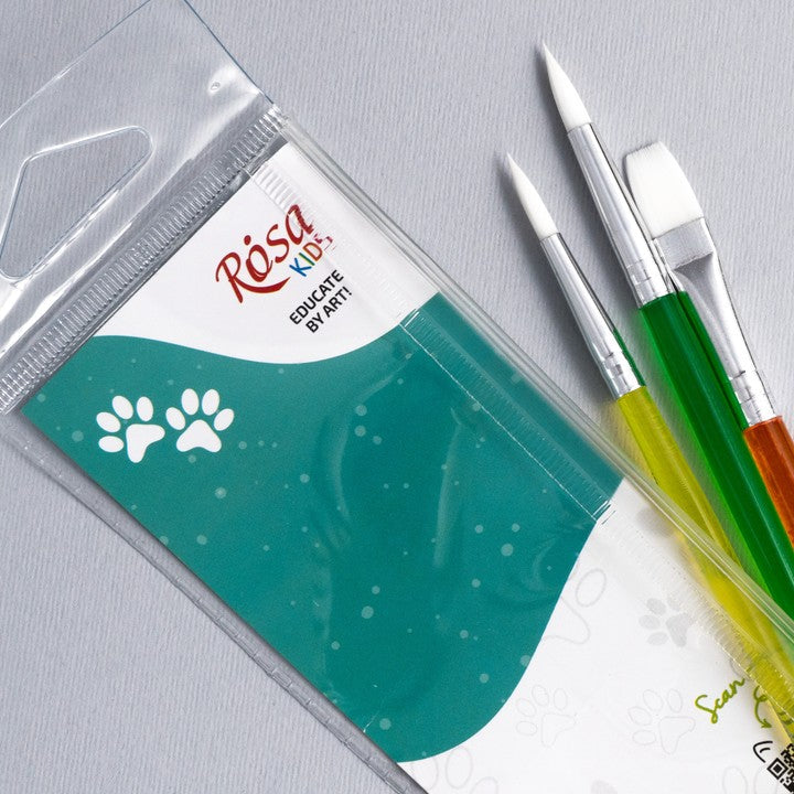 ROSA Kids szintetikus ecsetkészlet 3 db | kerek 6, 8, lapos 10-es méret