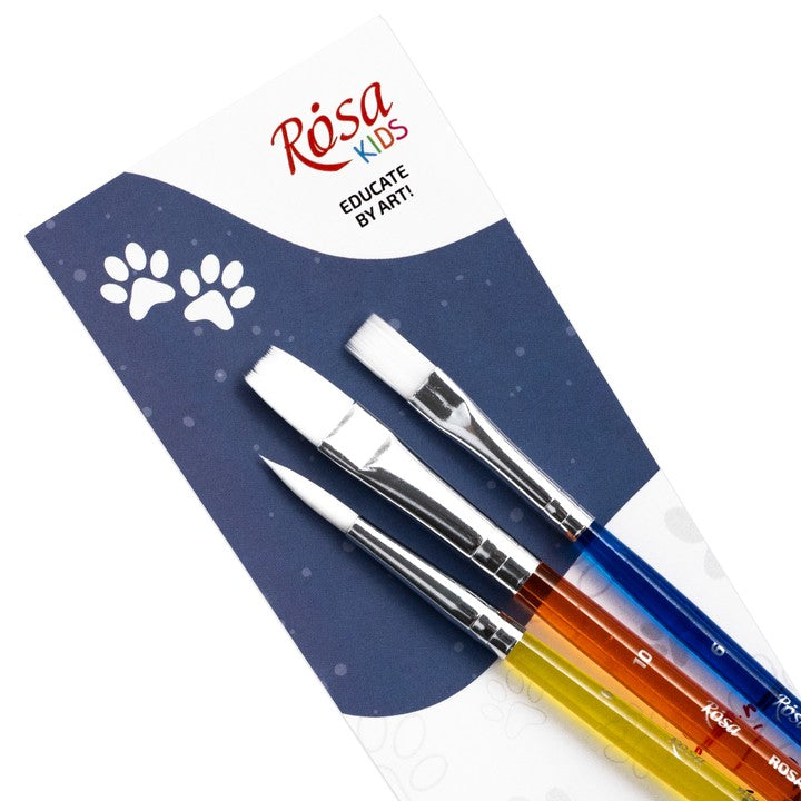ROSA Kids szintetikus ecsetkészlet 3 db | kerek 6-os, lapos 6-os, 10-es