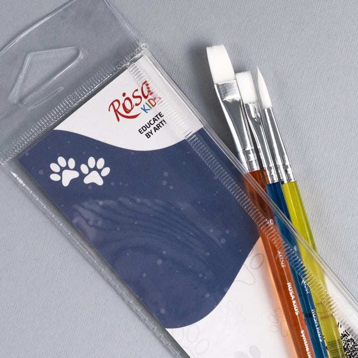 ROSA Kids szintetikus ecsetkészlet 3 db | kerek 6-os, lapos 6-os, 10-es