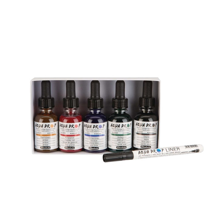 Schmincke AQUA DROP akvarellfesték készlet - 5 x 30 ml + liner