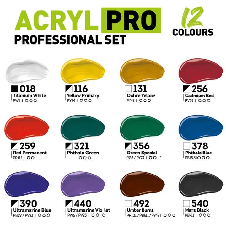 ACRYL PRO PROFESSIONAL akrilfesték készlet 12x75 ml (2)
