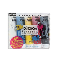 Akrilfestékek Pebeo Studio Acrylic - alapkészlet / 5 x 250 ml