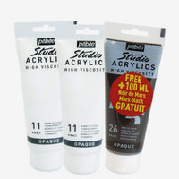Akrilfestékek Pebeo Studio Acrylic - készlet fehér és fekete / 3 x 100 ml