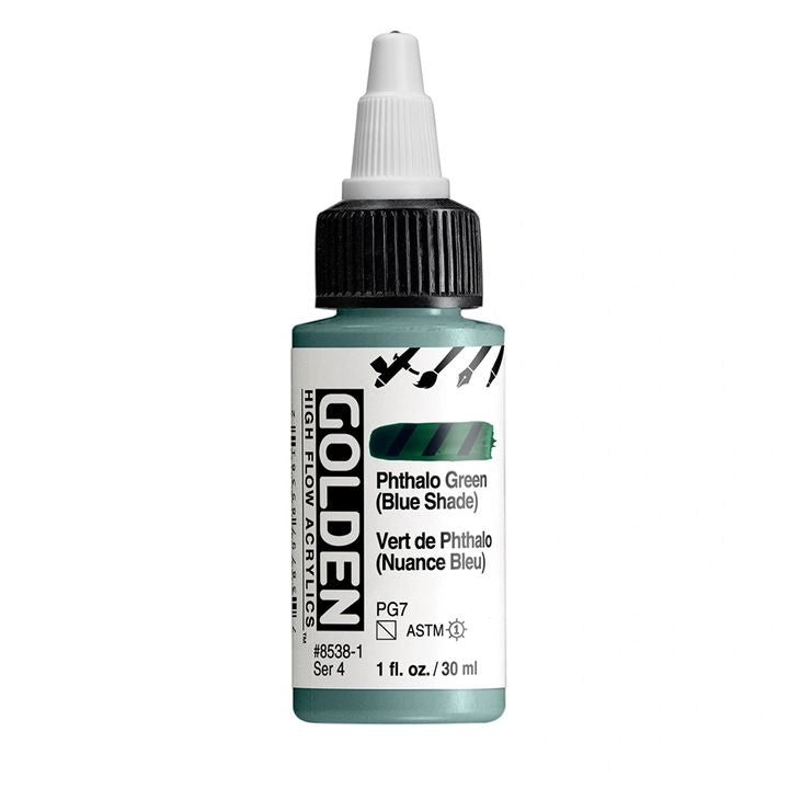 GOLDEN High Flow akril festék 30 ml – 8538 Ftalocianin zöld (kék árnyalat)