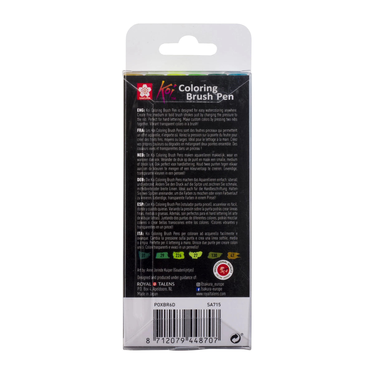 Akvarell ecsetfilc készlet SAKURA Koi Botanical / 6 db
