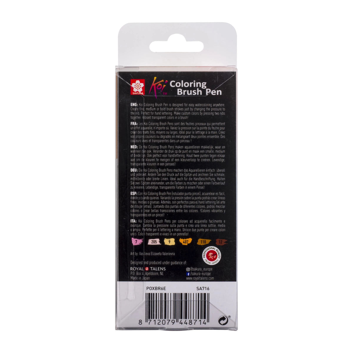 Akvarell ecsetfilc SAKURA Koi Portré / 6 db-os készlet