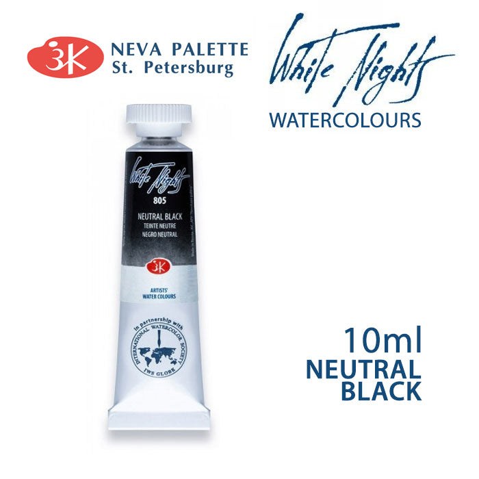 Akvarell festék White Nights 10 ml - Semleges fekete