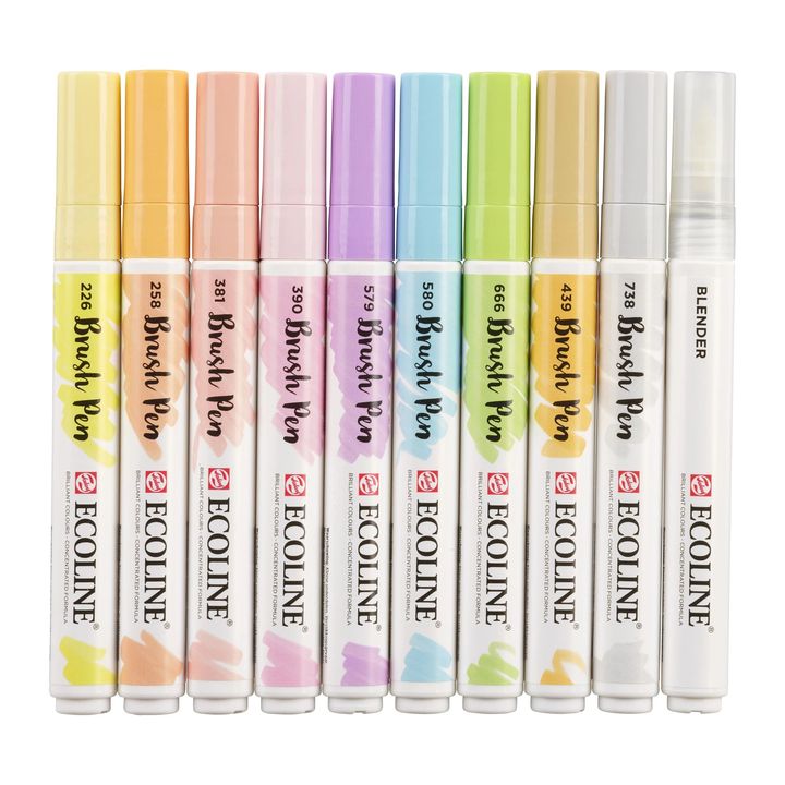 Akvarelltollak ECOLINE BRUSH PEN pasztell 10 db (3)