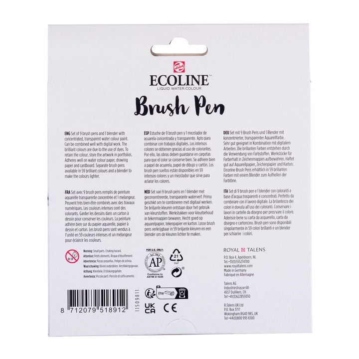 Akvarelltollak ECOLINE BRUSH PEN pasztell 10 db (5)