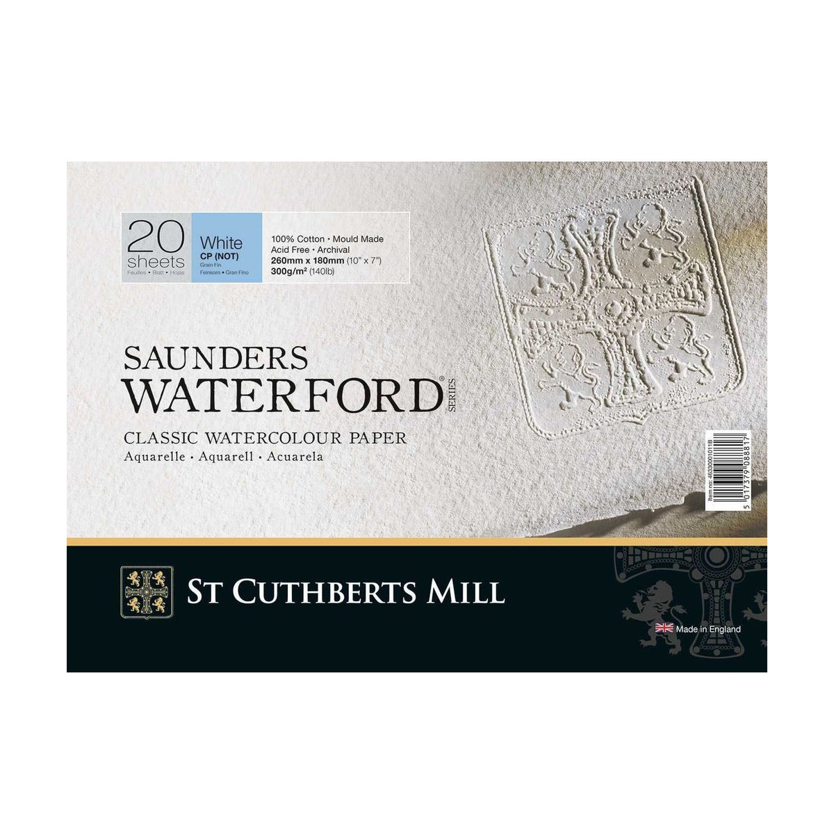 Akvarelltömb CANSON St Cuthberts Saunders Waterford CP fehér 300 g/m² 20 lap – 26 – 51 cm