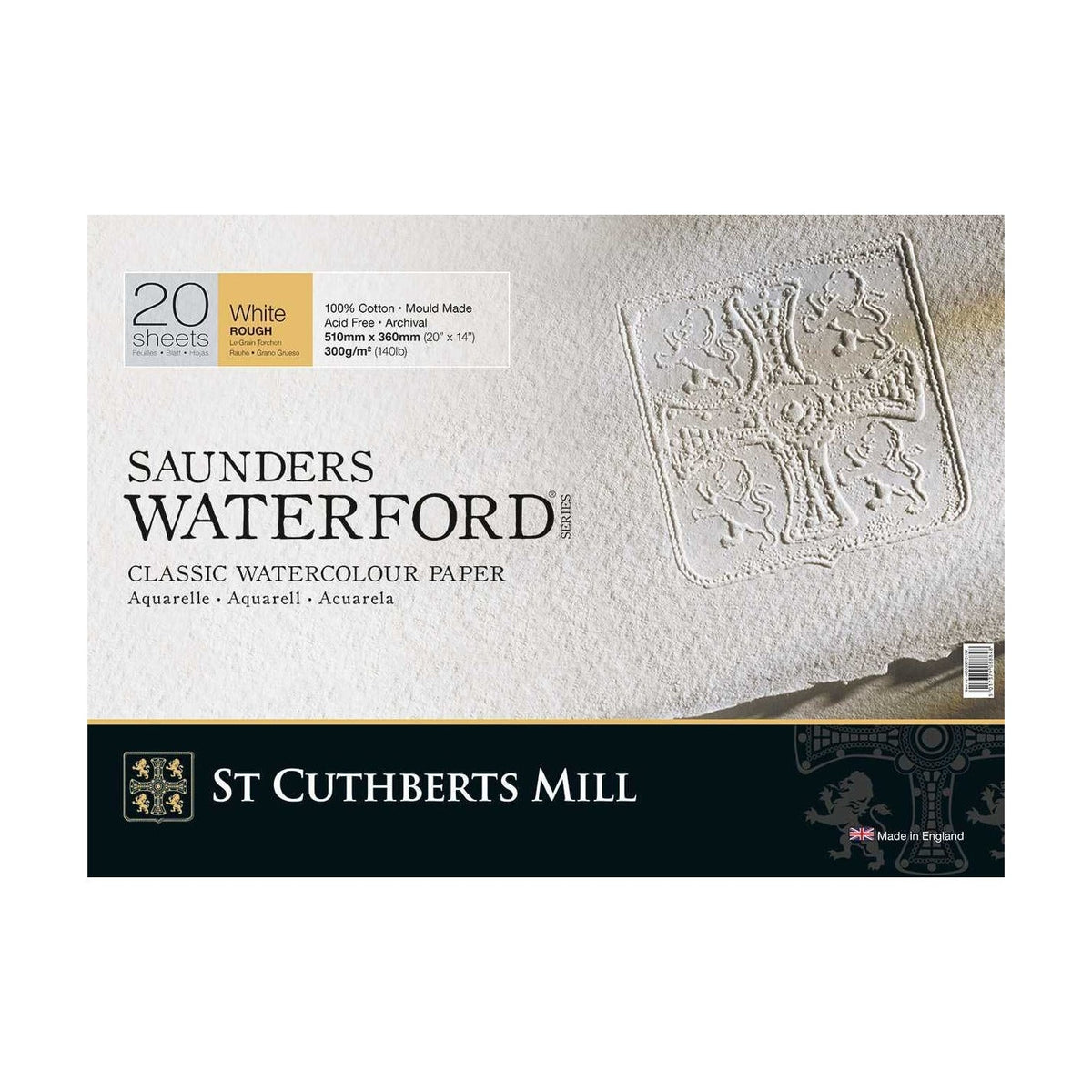 Akvarelltömb CANSON St Cuthberts Saunders Waterford Rough 300 g/m² 26 × 51 cm – 20 lap