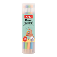APLI Color Click nyomós színes ceruzák, 12 db pótbetétekkel és hegyezővel