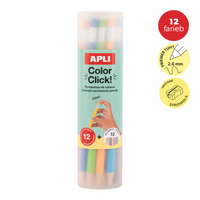 APLI Color Click nyomós színes ceruzák, 12 db pótbetétekkel és hegyezővel