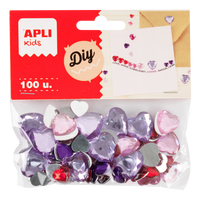 APLI dekorációs akril strasszkövek 100 db, vegyes méret és szín – szívek