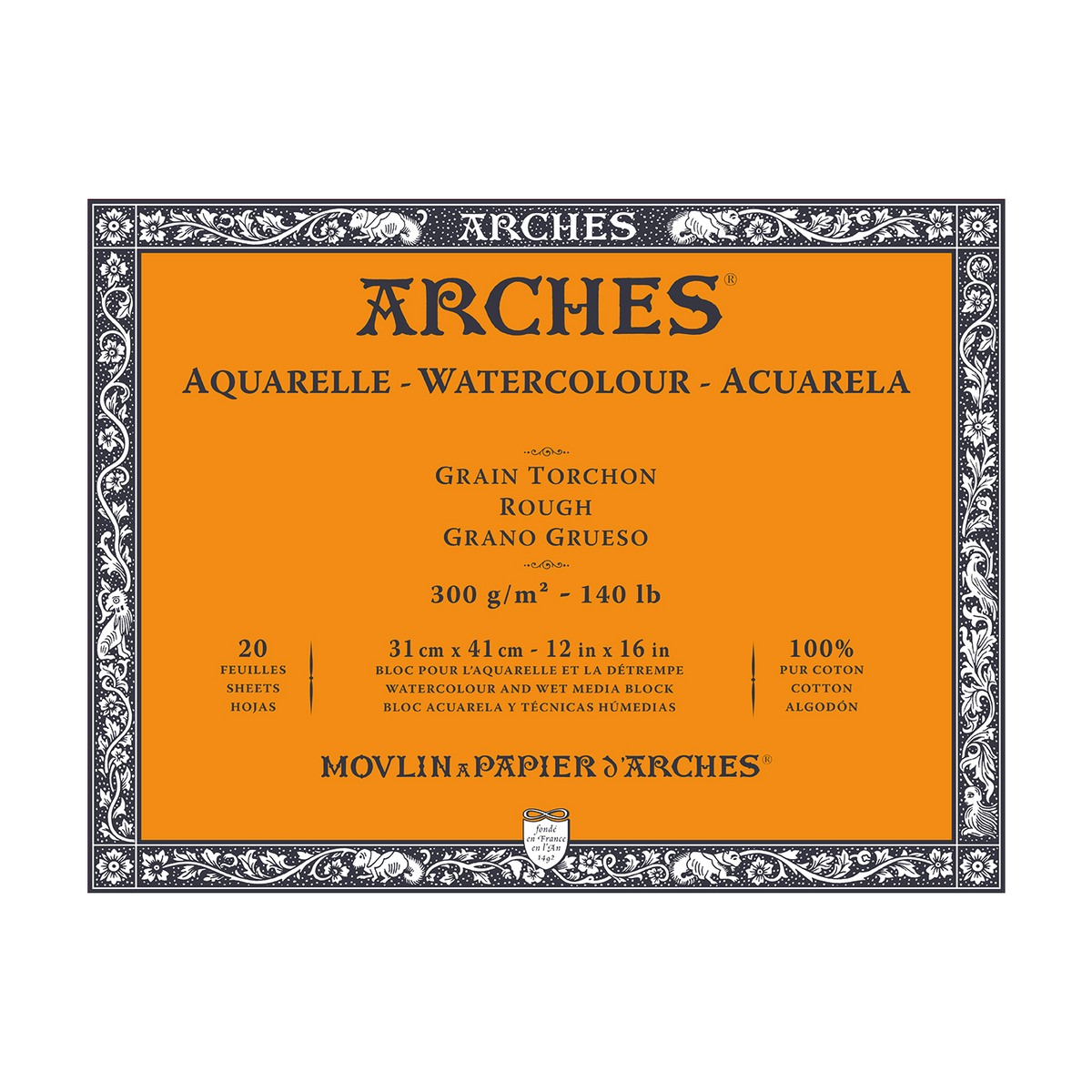 ARCHES akvarelltömb Rough természetes fehér 300 g/m² 10 – 31 cm - 20 lap