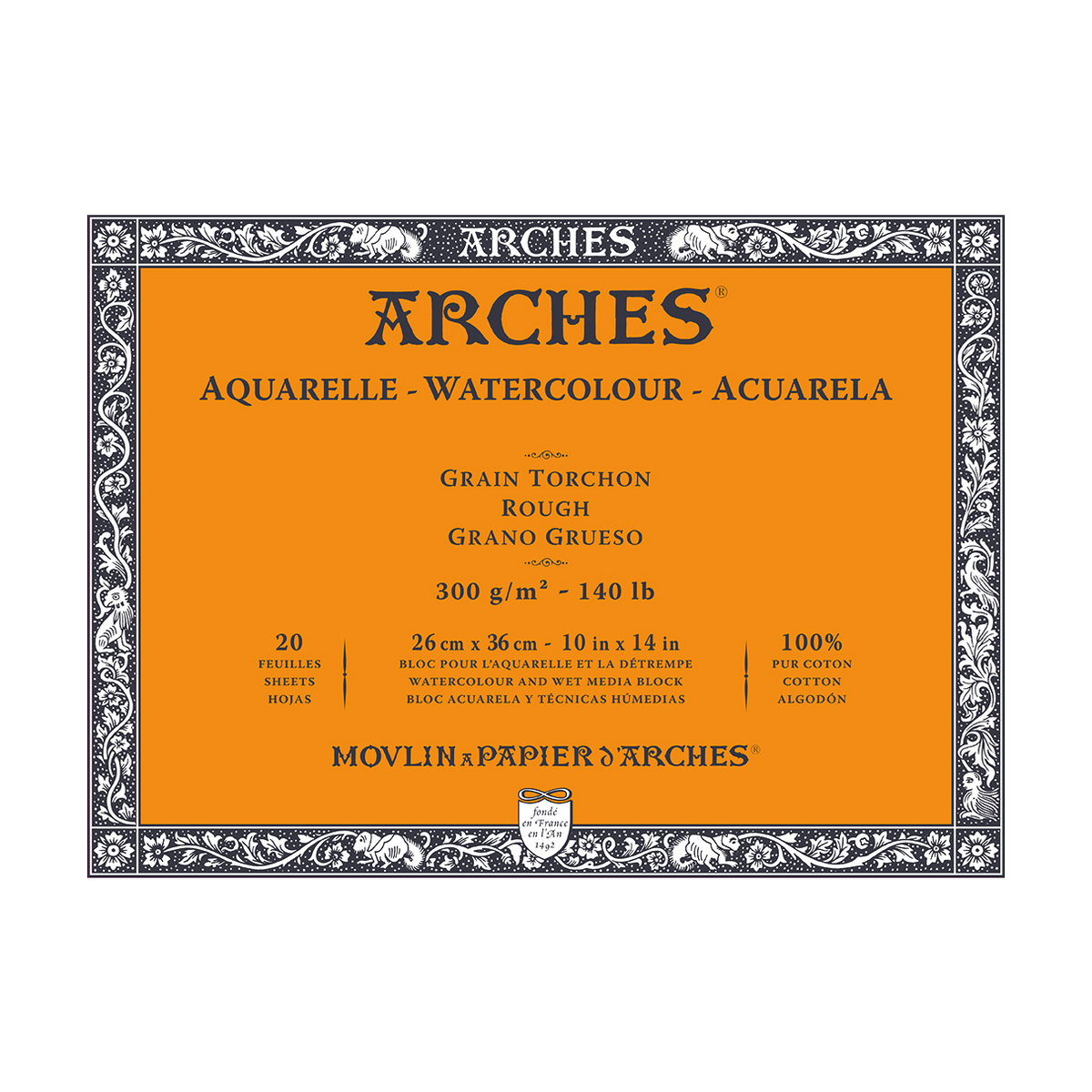 ARCHES akvarelltömb Rough természetes fehér 300 g/m² 10 – 31 cm - 20 lap