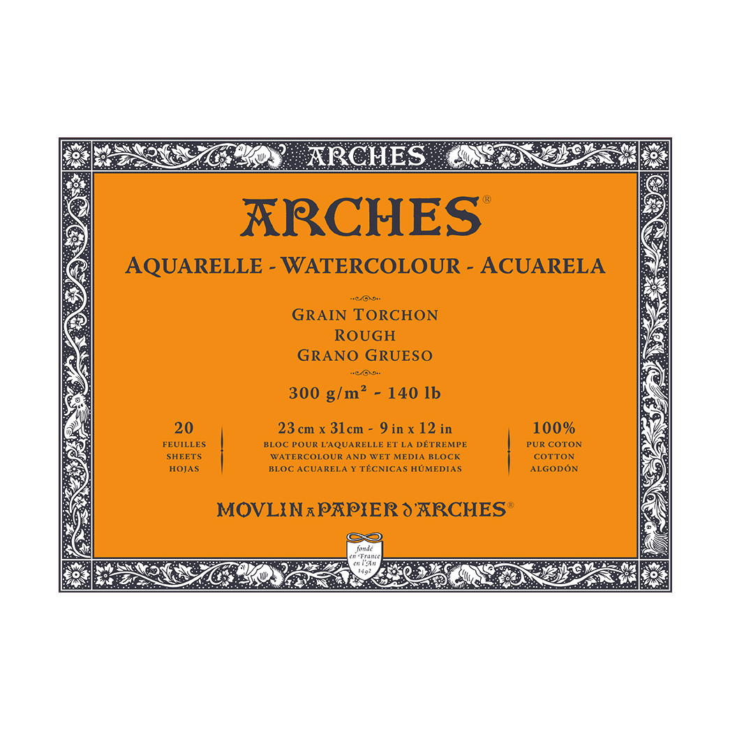 ARCHES akvarelltömb Rough természetes fehér 300 g/m² 10 – 31 cm - 20 lap