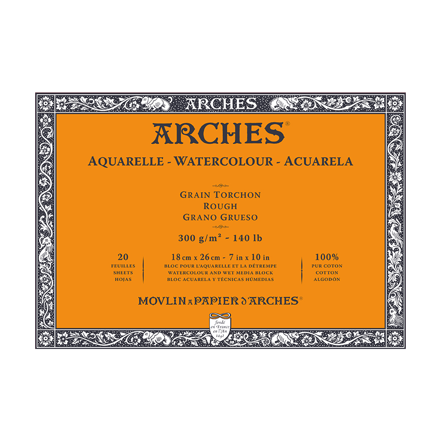 ARCHES akvarelltömb Rough természetes fehér 300 g/m² 10 – 31 cm - 20 lap