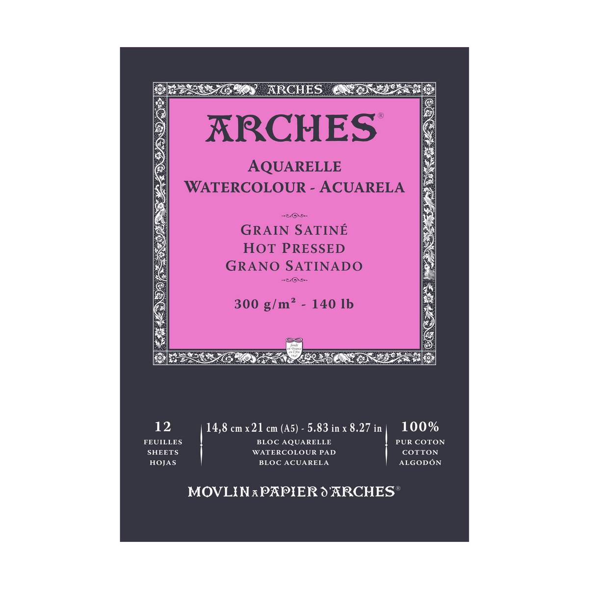 ARCHES akvarelltömb sima HP természetes fehér 300 g/m² A5 – A3 - 12 lap