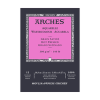 ARCHES akvarelltömb sima HP természetes fehér 300 g/m² A5 – A3 - 12 lap