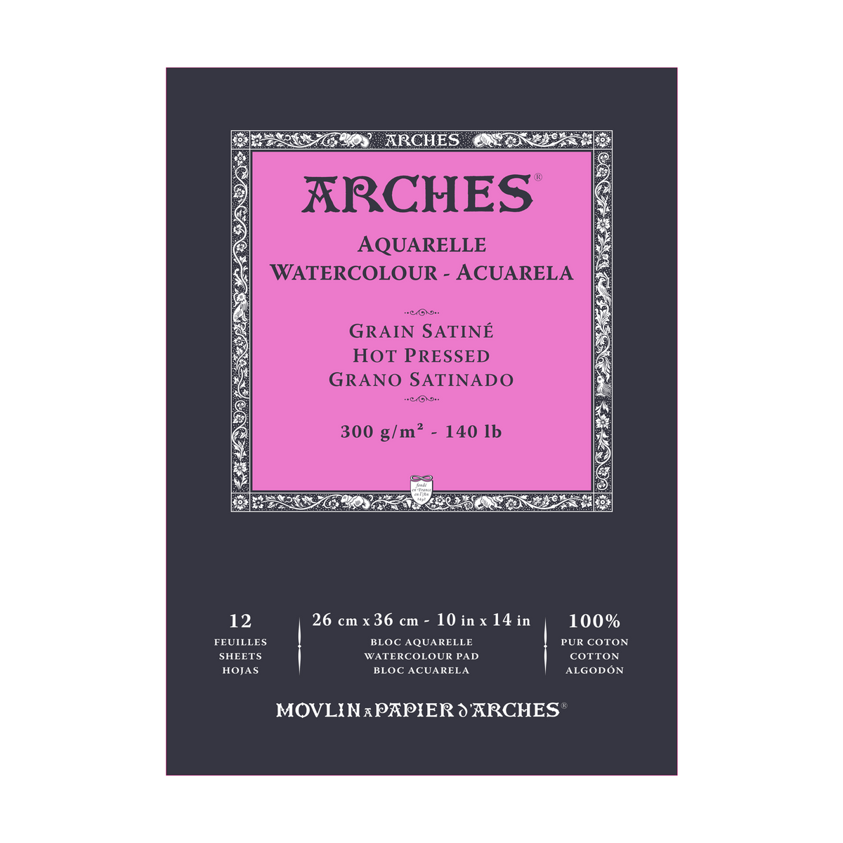 ARCHES akvarelltömb sima HP természetes fehér 300 g/m² A5 – A3 - 12 lap