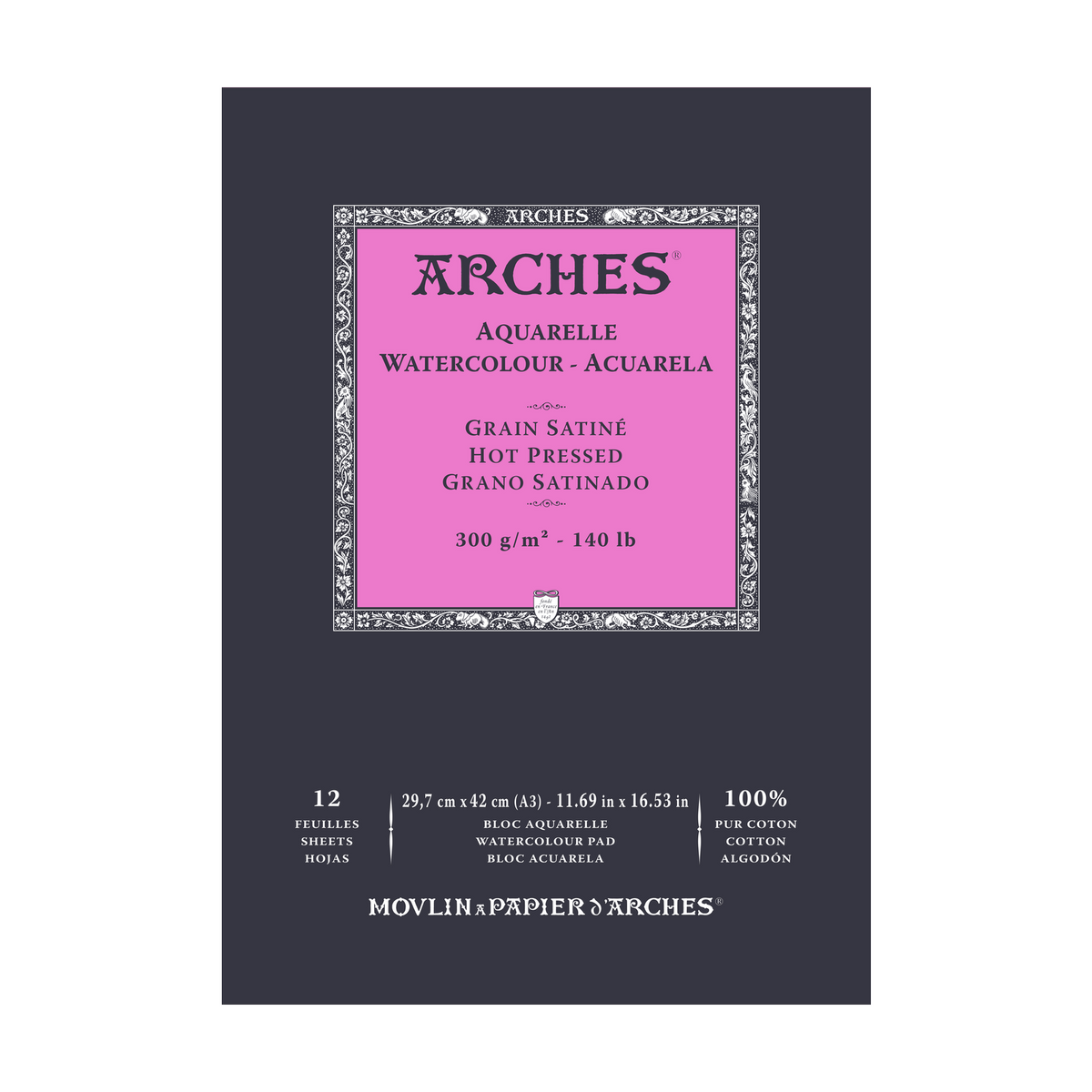 ARCHES akvarelltömb sima HP természetes fehér 300 g/m² A5 – A3 - 12 lap