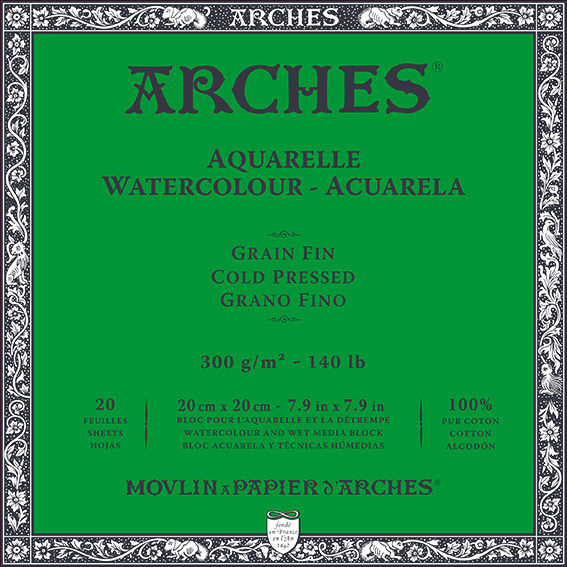 ARCHES Aquarelle akvarelltömb CP természetes fehér 300 g/m² – 20 lap